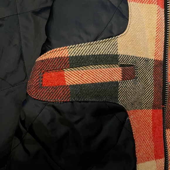 Brixton Bowery Black Red And Tan Plaid Hooded Flannel Jacket Size Men’s Small - Picture 8 of 10
